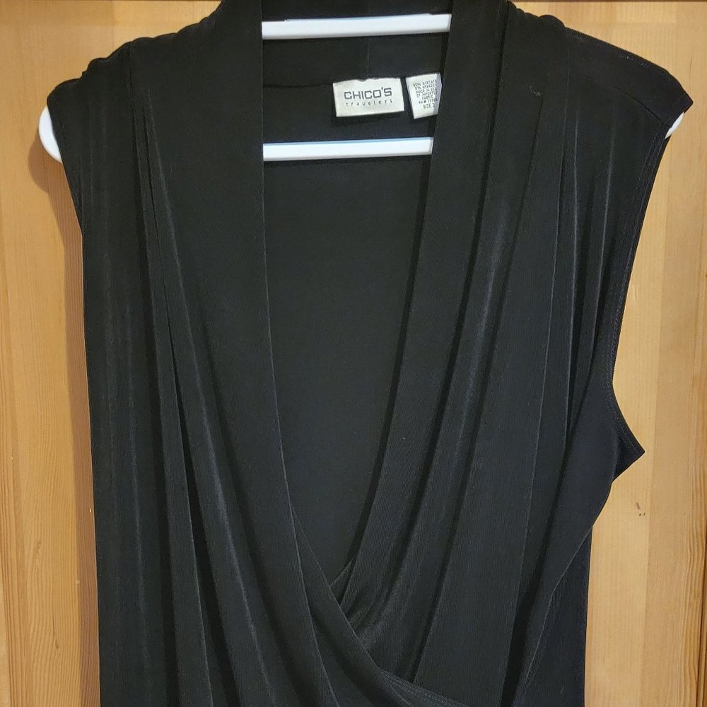 Chico's Travelers 3 XL V Neck Sleeveless Overlapping Shell Womens